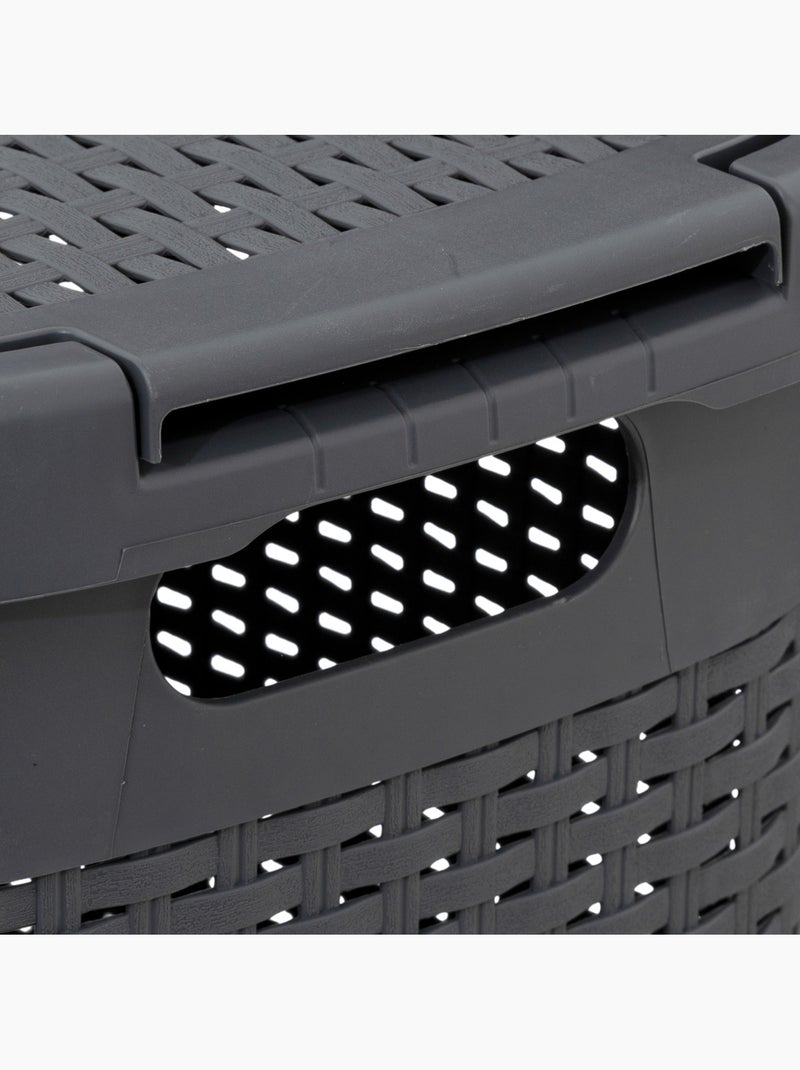 Corbeille à linge 60L avec couvercle RATTAN Gris - Kiabi