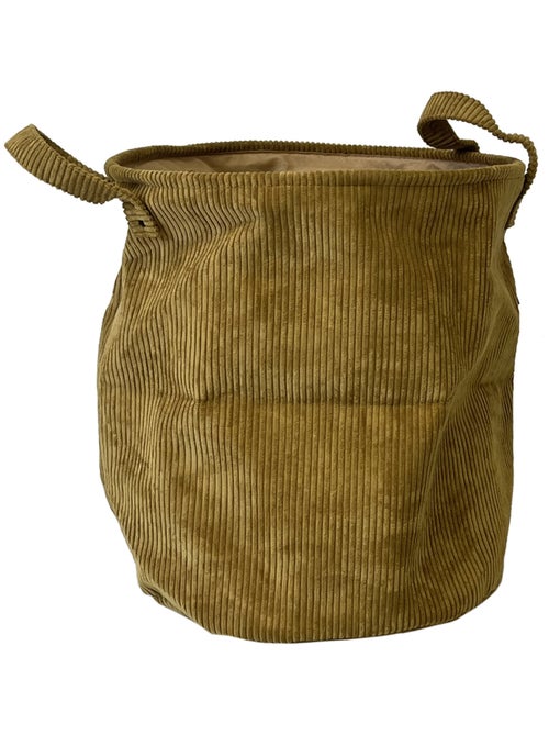 Corbeille à linge cosy en velours côtelé bronze - Kiabi