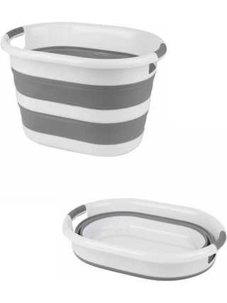 Corbeille à Linge Pliable, 27 L, Gris/