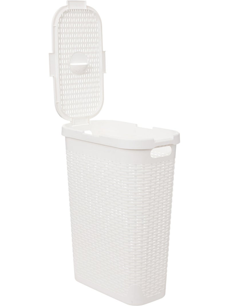 Corbeille à linge slim 40L RATTAN Blanc - Kiabi