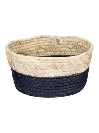 Corbeille en jonc de mer - noir et naturel