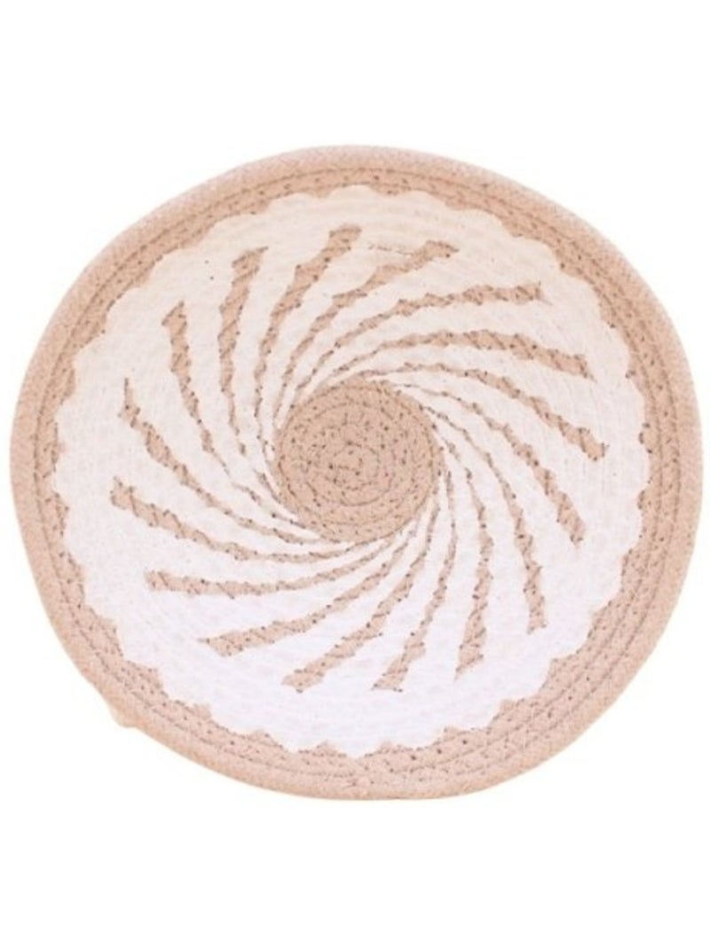 Corbeille murale ronde en corde imprimée 20cm Beige - Kiabi