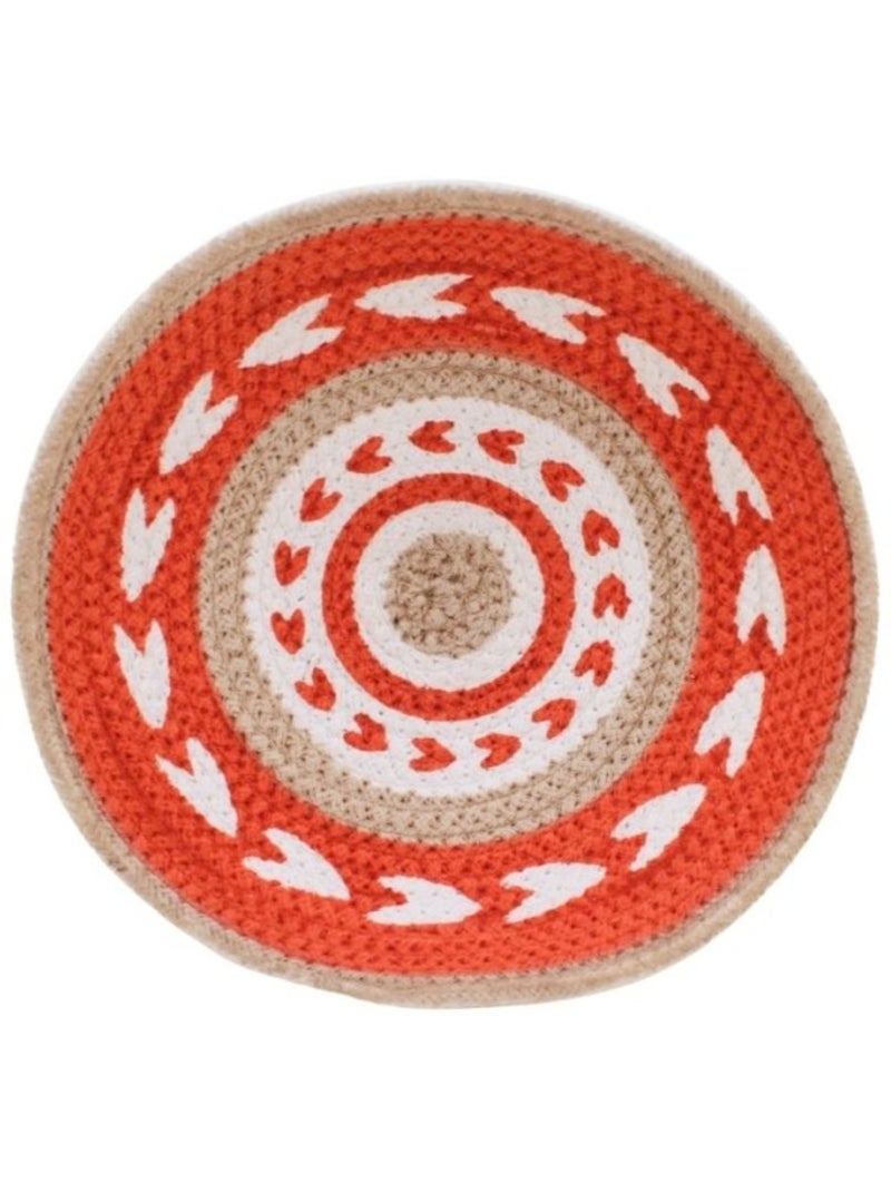 Corbeille murale ronde en corde imprimée 30cm Terre cuite - Kiabi