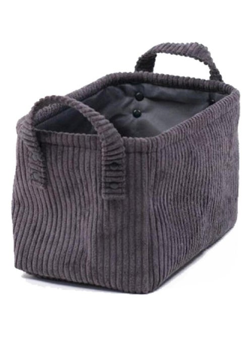 Corbeille rectangulaire cosy en velours côtelé fusain - Kiabi