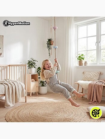 Corde d'escalade enfant avec disque balançoire et poignées l. 2m diam 30cm