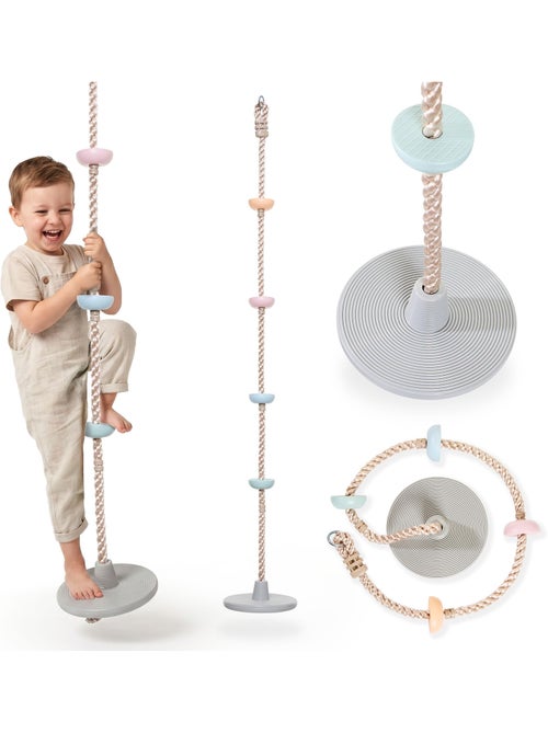 Corde d'escalade enfant avec disque balançoire et poignées l. 2m diam 30cm - Kiabi Corde d'escalade enfant avec disque balançoire et poignées l. 2m diam 30cm - Kiabi