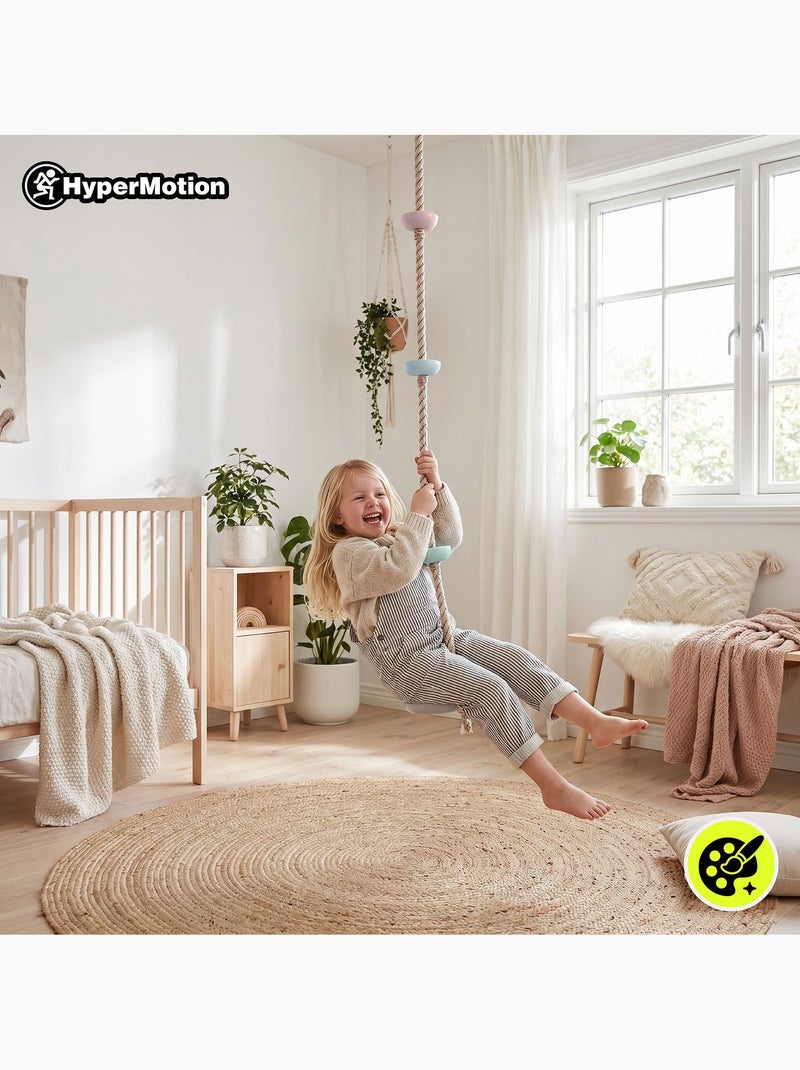Corde d'escalade enfant avec disque balançoire et poignées l. 2m diam 30cm Beige - Kiabi
