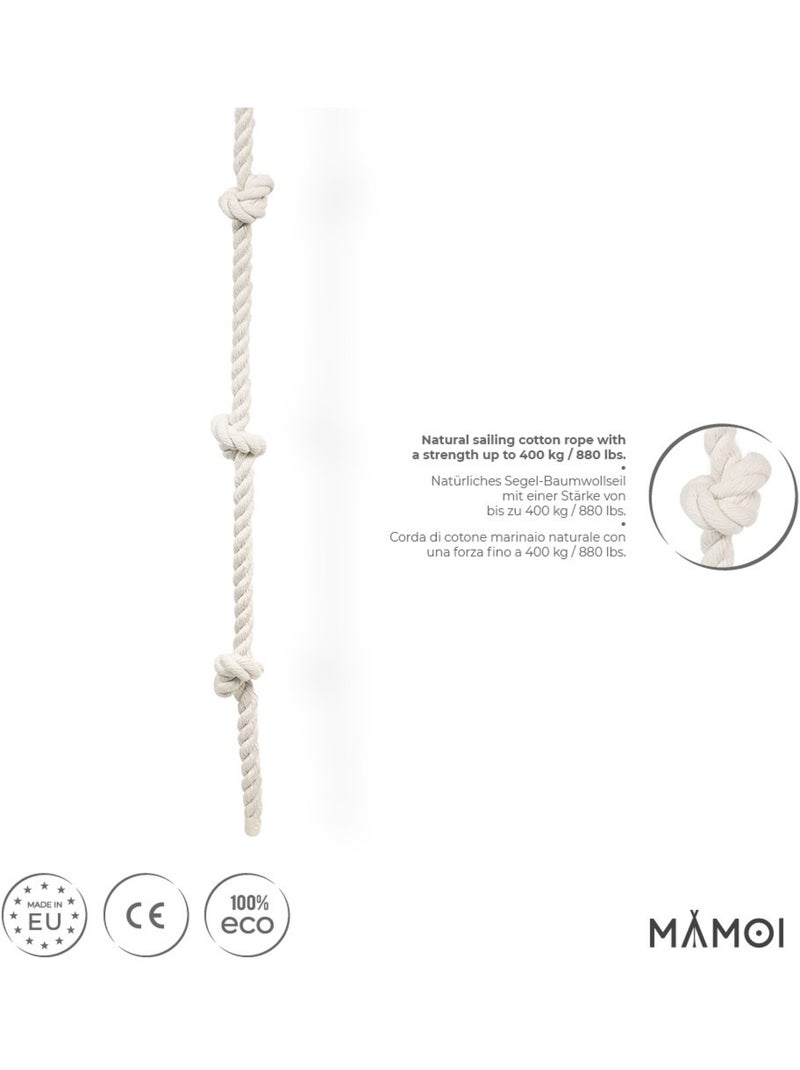 Corde d’escalade enfant MAMOI – 245 cm coton 100 % éco, sans métal, charge 50 kg Marron - Kiabi