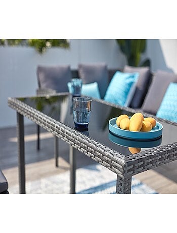 Cordoba, salon de jardin résine noir gris 8places