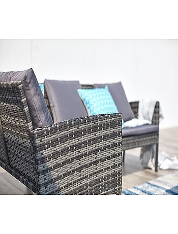 Cordoba, salon de jardin résine noir gris 8places