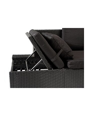 CORFOU Salon de jardin en résine tressée noir
