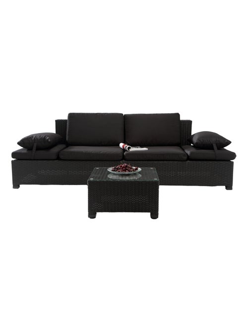 CORFOU Salon de jardin en résine tressée noir - Kiabi