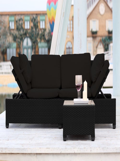 CORFOU Salon de jardin en résine tressée noir - Kiabi