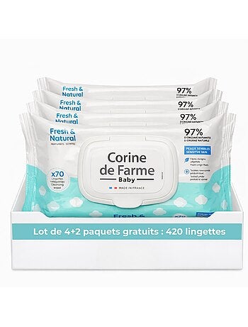 Corine de farme - pack de 6 lingettes bébé fresh and natural