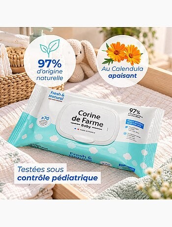 Corine de farme - pack de 6 lingettes bébé fresh and natural