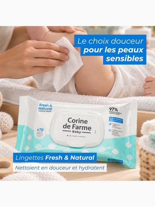 Corine de farme - pack de 6 lingettes bébé fresh and natural - Kiabi