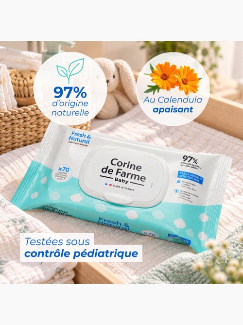 Corine de farme - pack de 6 lingettes bébé fresh and natural - Kiabi