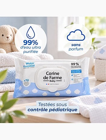 Corine de farme - pack de 6 lingettes bébé water essential