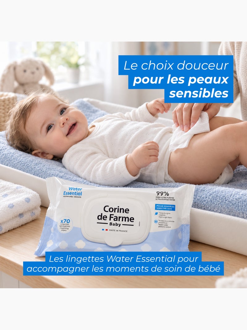 Corine de farme - pack de 6 lingettes bébé water essential Blanc Multicolore - Kiabi