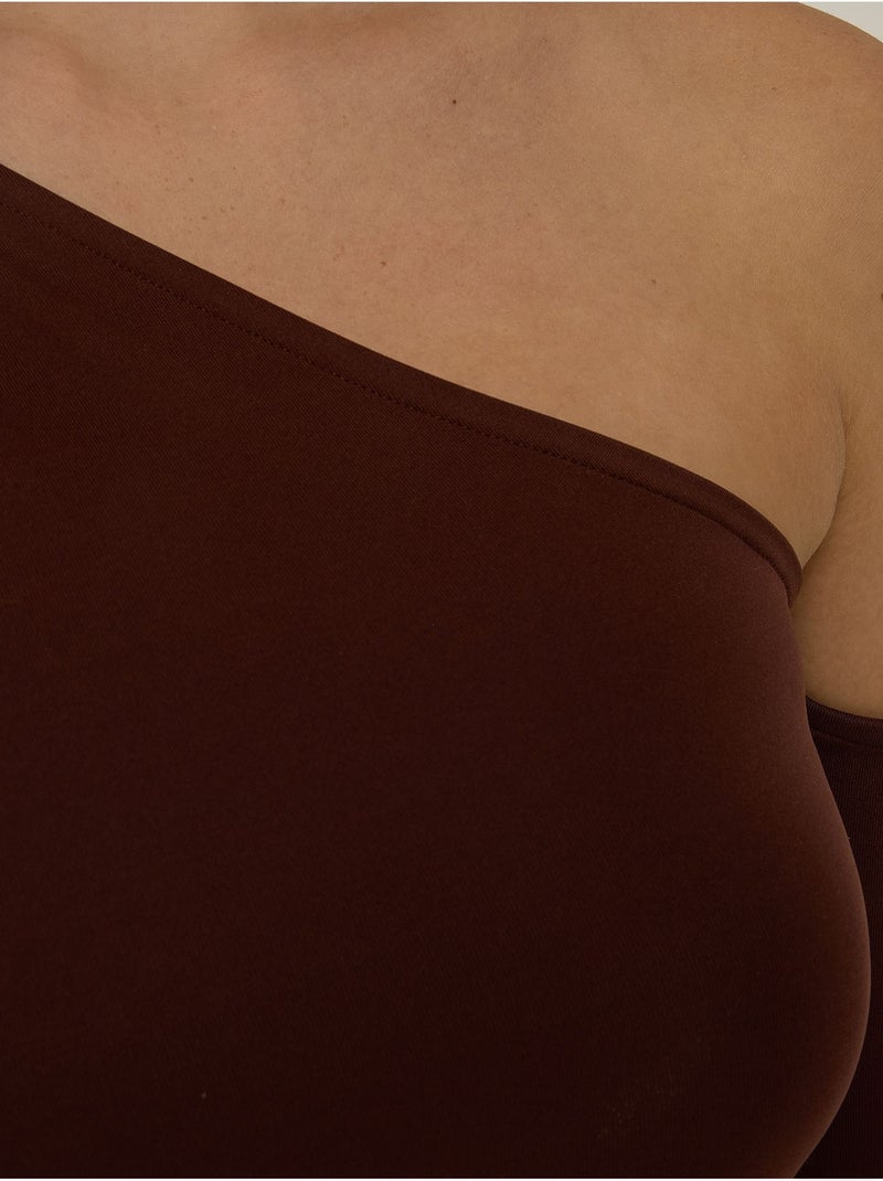 Corps drapé à col asymétrique Marron - Kiabi