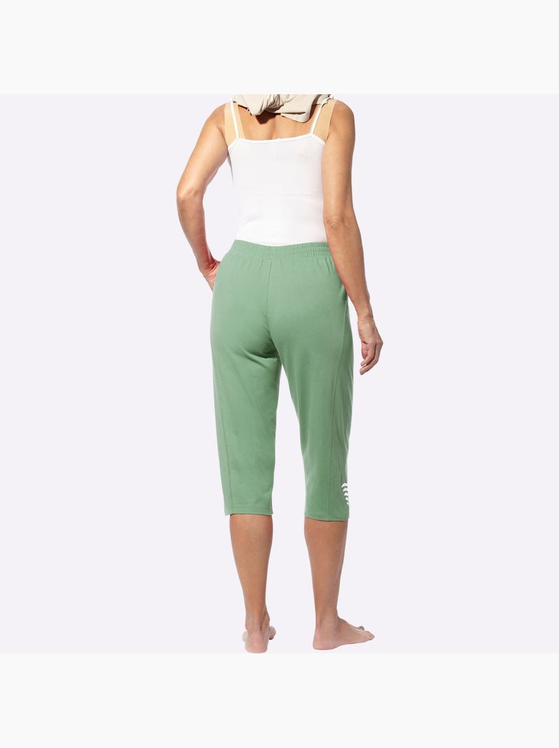 Corsaire avec ceinture élastique et motif imprimé brillant - Taille standard - Moda Vilona Vert eucalyptus - Kiabi