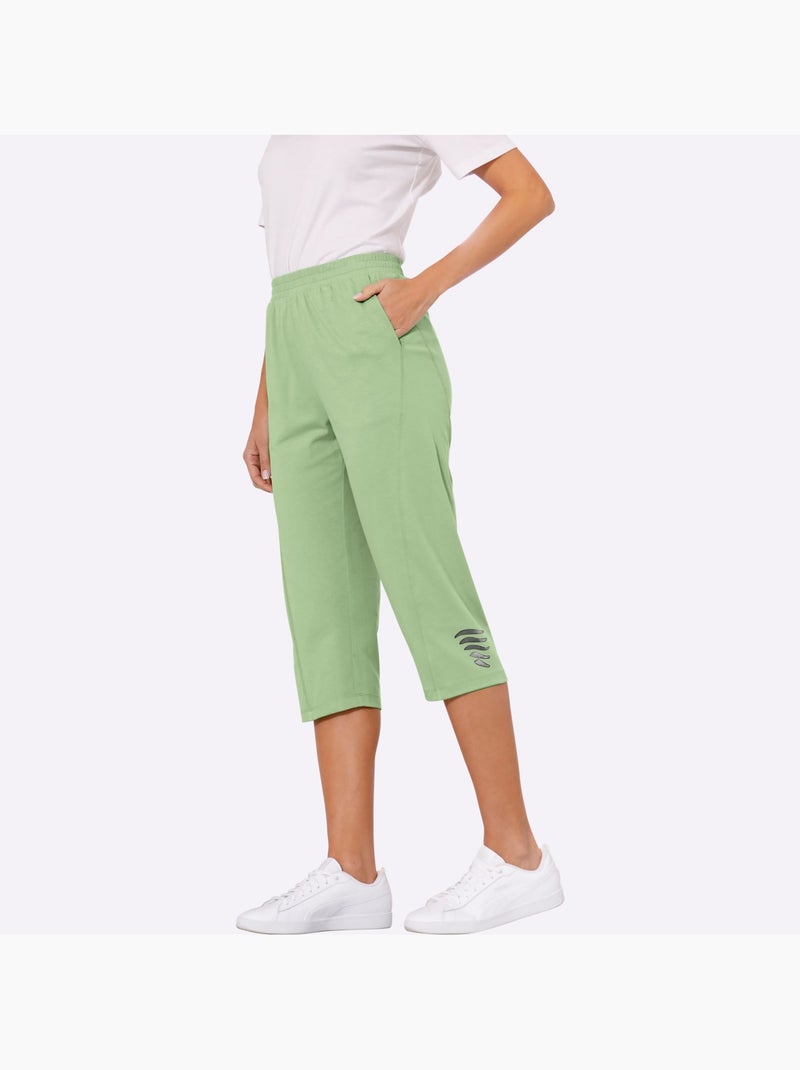 Corsaire avec ceinture élastique et motif imprimé brillant - Taille standard - Moda Vilona Vert eucalyptus - Kiabi