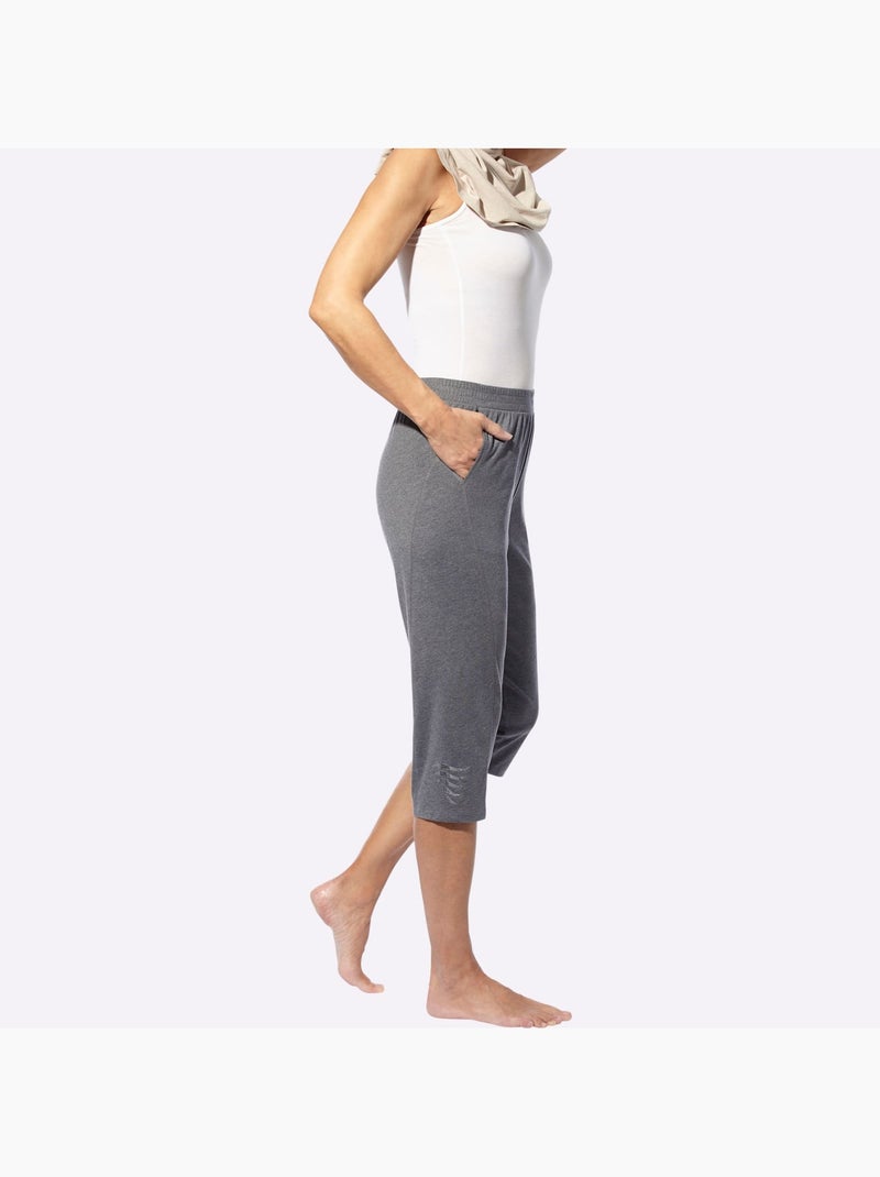 Corsaire de loisirs à ceinture élastique avec motifs brillants - Taille standard - Moda Vilona gris anthracite - Kiabi