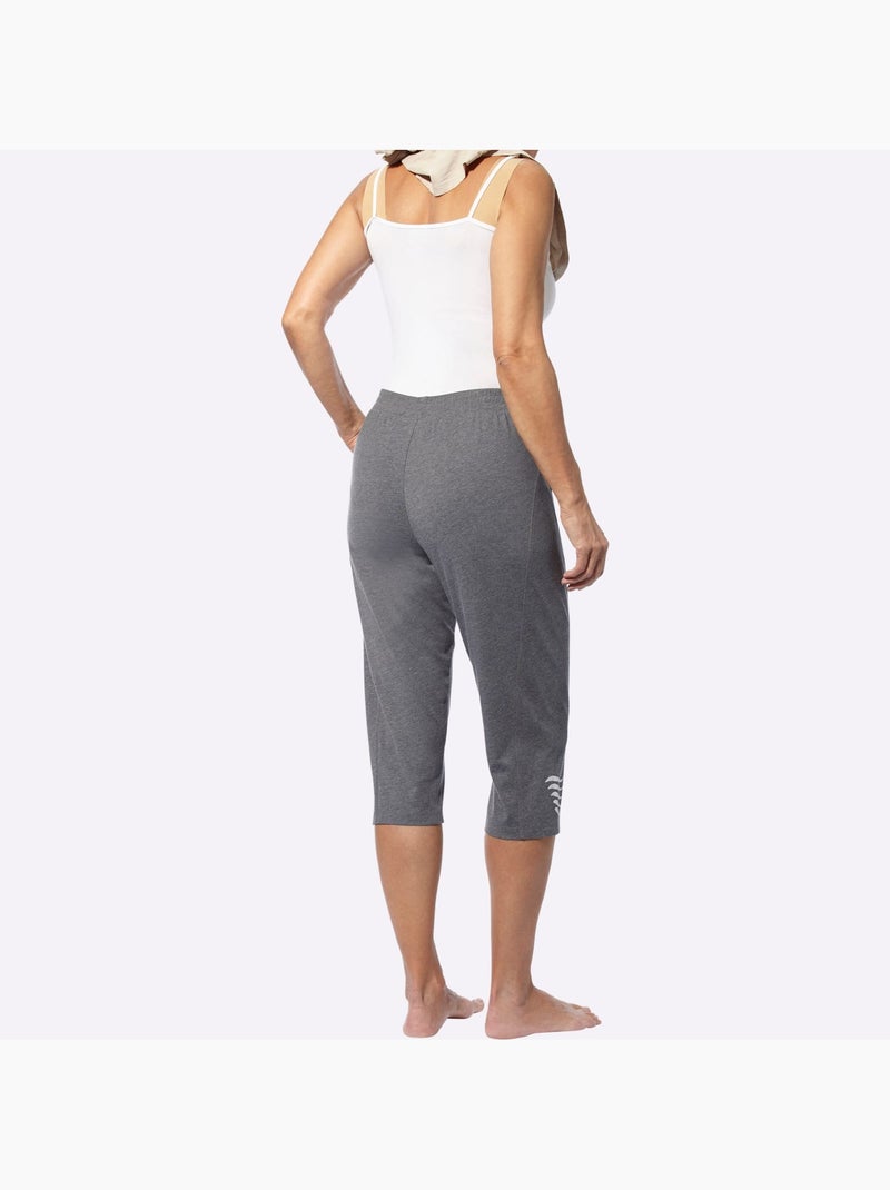 Corsaire de loisirs à ceinture élastique avec motifs brillants - Taille standard - Moda Vilona gris anthracite - Kiabi