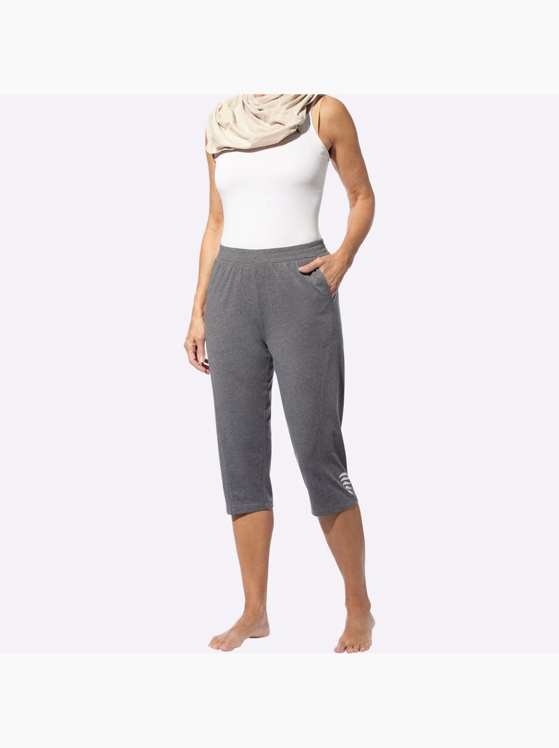 Corsaire de loisirs à ceinture élastique avec motifs brillants - Taille standard - Moda Vilona gris anthracite - Kiabi