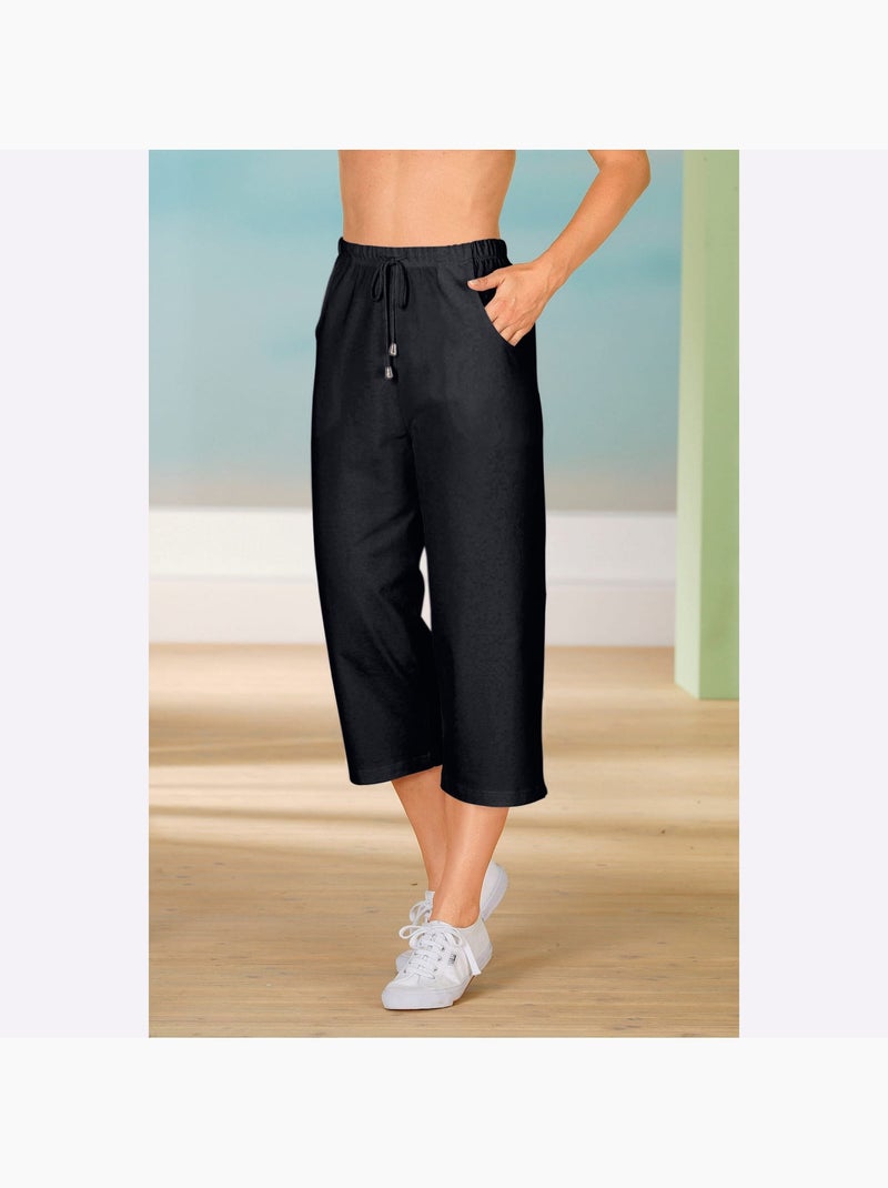 Corsaire de loisirs avec ceinture élastique et deux poches - Taille standard - Moda Vilona Bleu marine - Kiabi