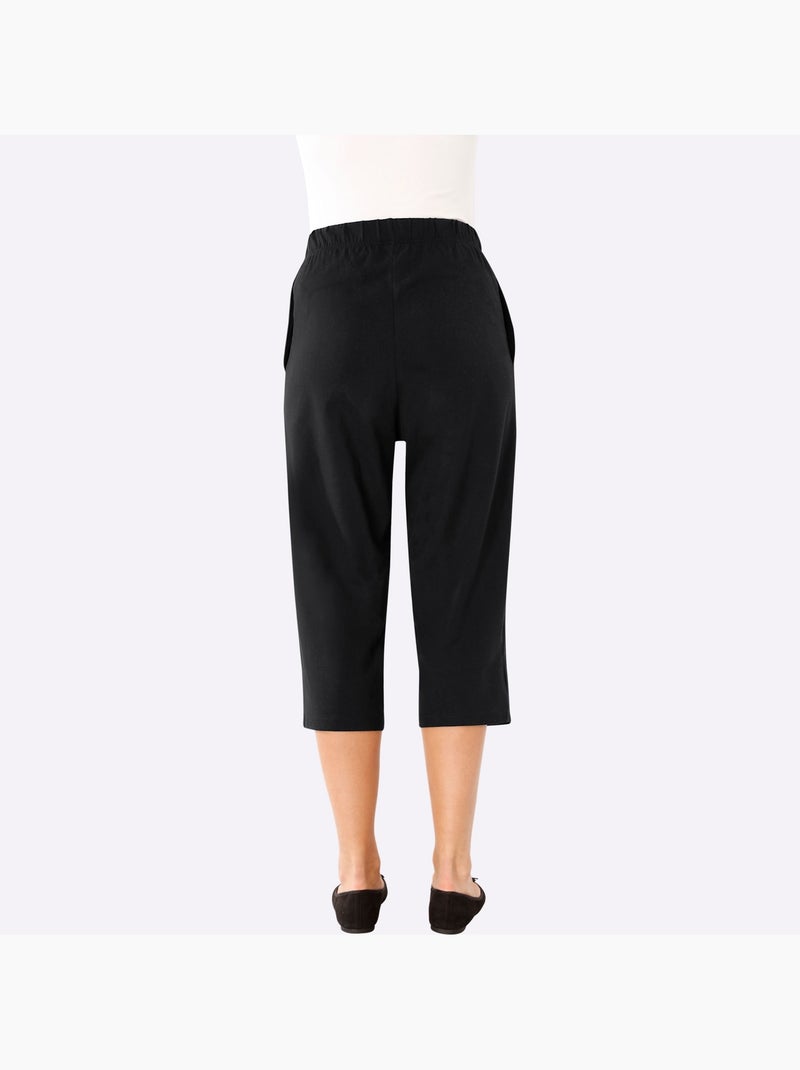 Corsaire de loisirs avec jambes larges et ceinture élastique - Taille standard - Moda Vilona Noir - Kiabi