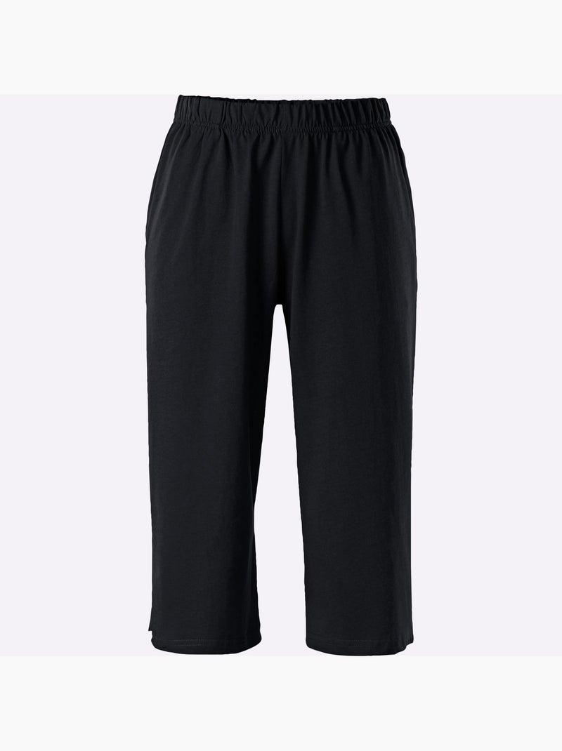 Corsaire de loisirs avec jambes larges et ceinture élastique - Taille standard - Moda Vilona Noir - Kiabi