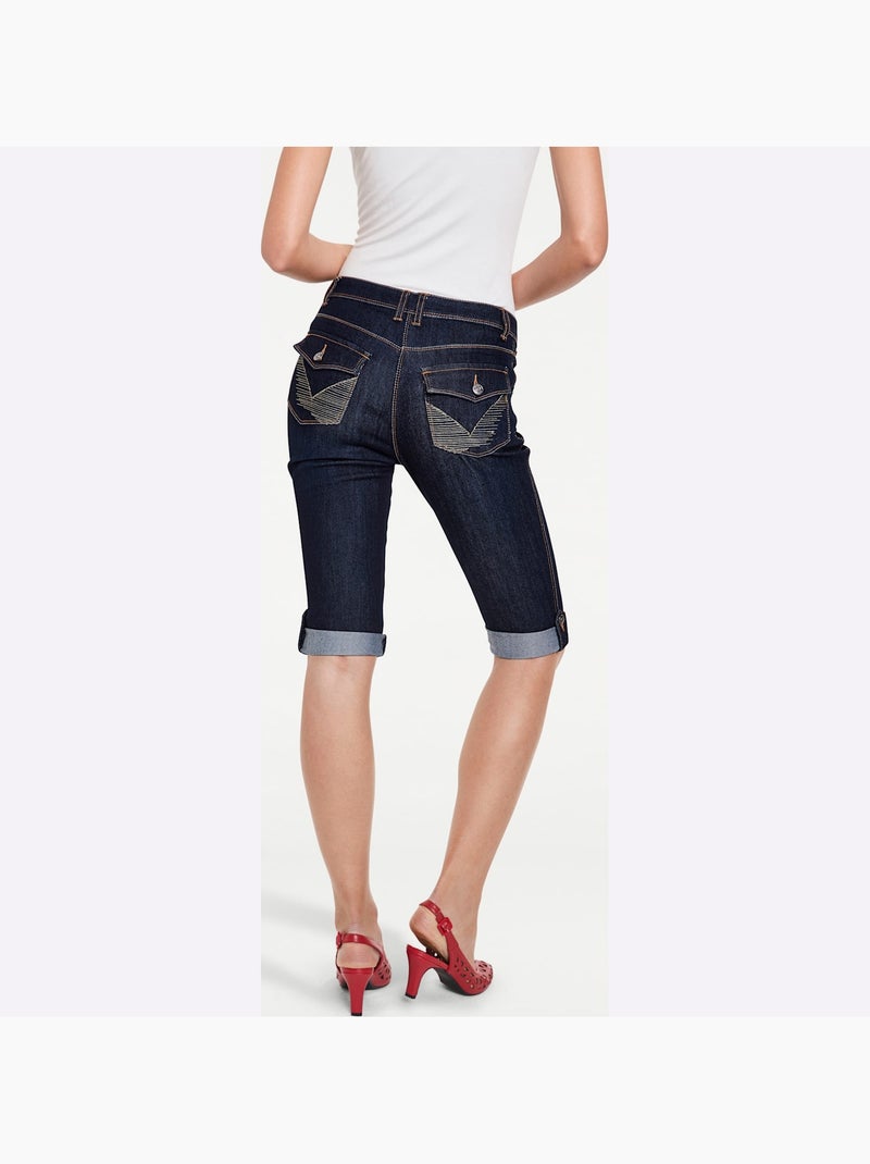 Corsaire En Jean - Taille Standard - Helline Bleu foncé - Kiabi