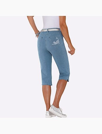 Corsaire en jean petites pierres fantaisie tendance - taille standard - moda vilona
