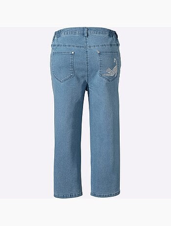 Corsaire en jean petites pierres fantaisie tendance - taille standard - moda vilona