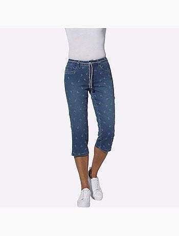 Corsaire en jean avec ceinture à nouer et 5 poches - Taille standard - Witt