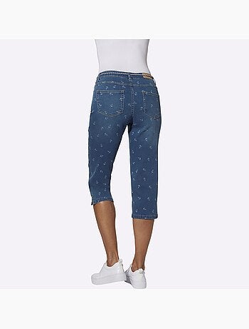Corsaire en jean avec ceinture à nouer et 5 poches - Taille standard - Witt