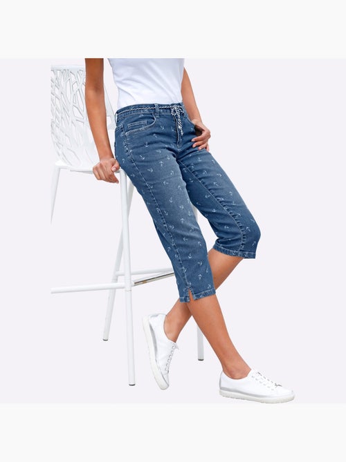 Corsaire en jean avec ceinture à nouer et 5 poches - Taille standard - Witt - Kiabi