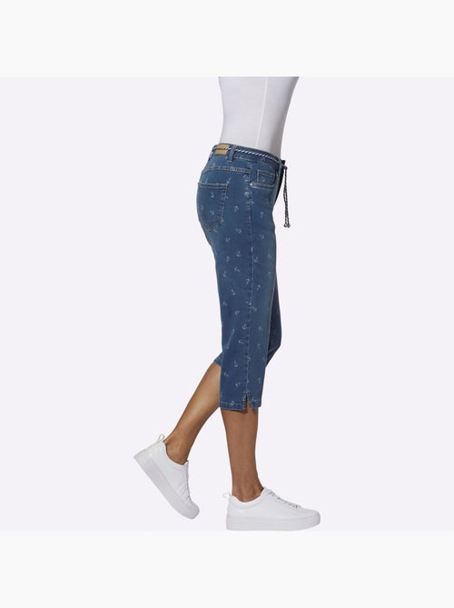 Corsaire en jean avec ceinture à nouer et 5 poches - Taille standard - Witt - Kiabi