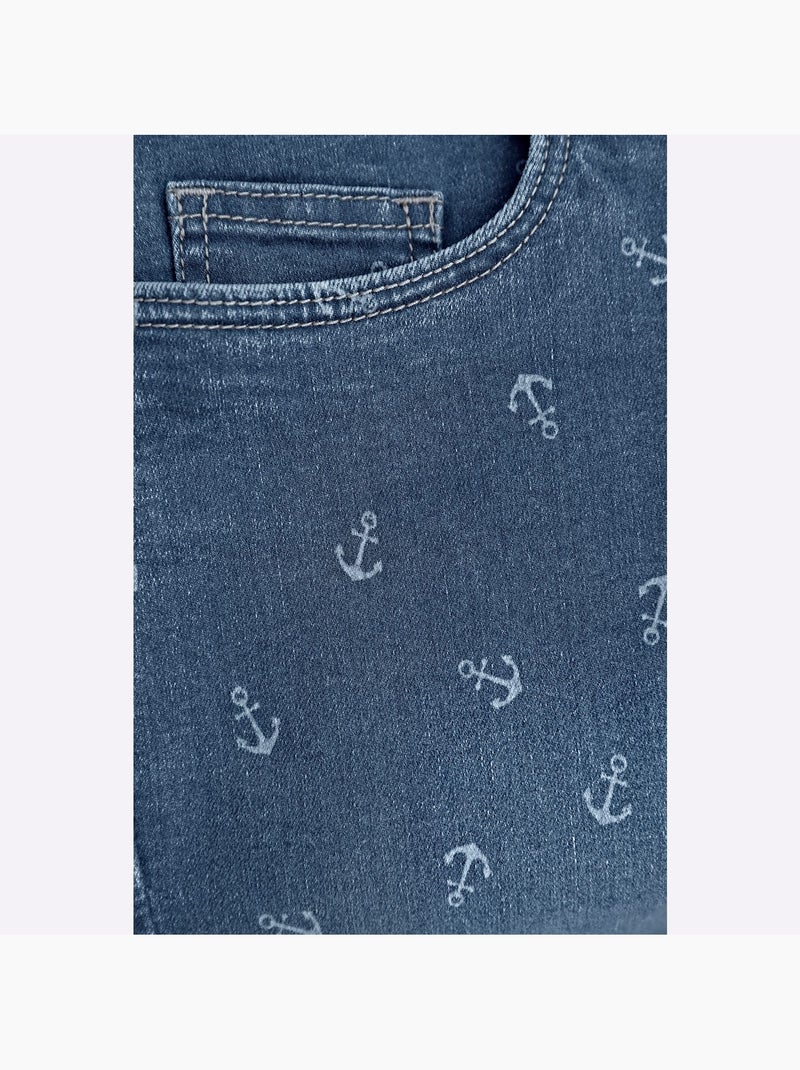 Corsaire en jean avec ceinture à nouer et 5 poches - Taille standard - Witt Bleu jean - Kiabi
