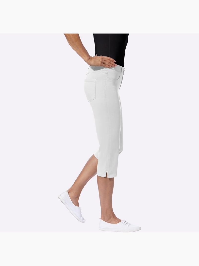 Corsaire en jean avec ceinture élastique et poches pratiques - Taille standard - Moda Vilona Blanc - Kiabi