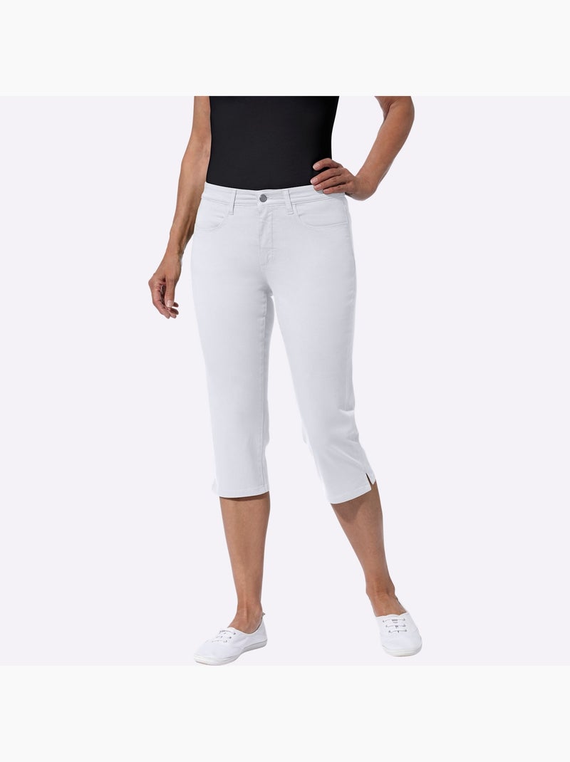 Corsaire en jean avec ceinture élastique et poches pratiques - Taille standard - Moda Vilona Blanc - Kiabi