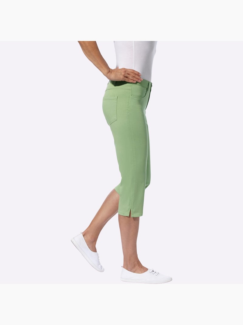 Corsaire en jean avec ceinture élastique et poches pratiques - Taille standard - Moda Vilona Vert eucalyptus - Kiabi