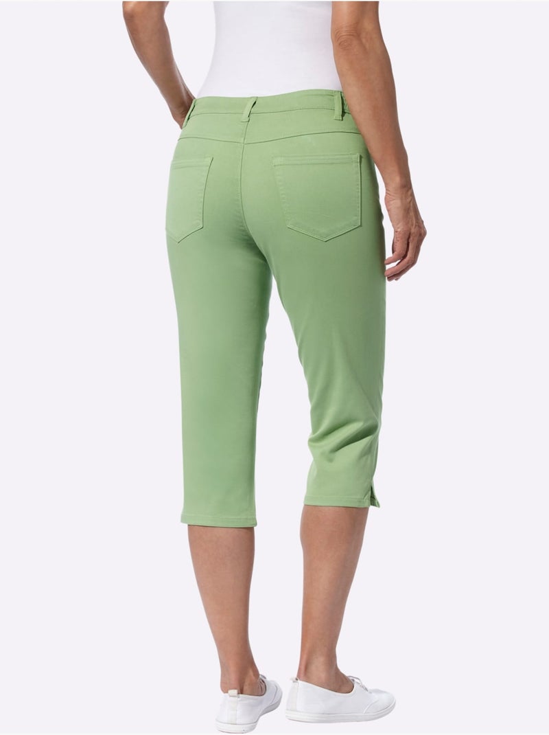 Corsaire en jean avec ceinture élastique et poches pratiques - Taille standard - Moda Vilona Vert eucalyptus - Kiabi