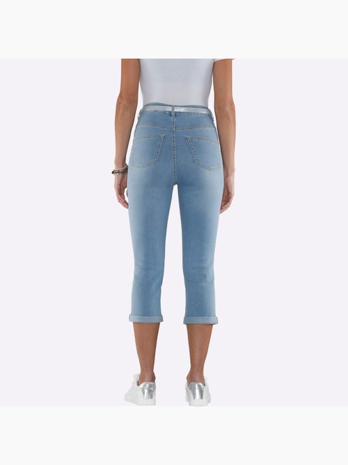 Corsaire en jean avec ceinture gainante et poches pratiques - Taille standard - Moda Vilona - Kiabi