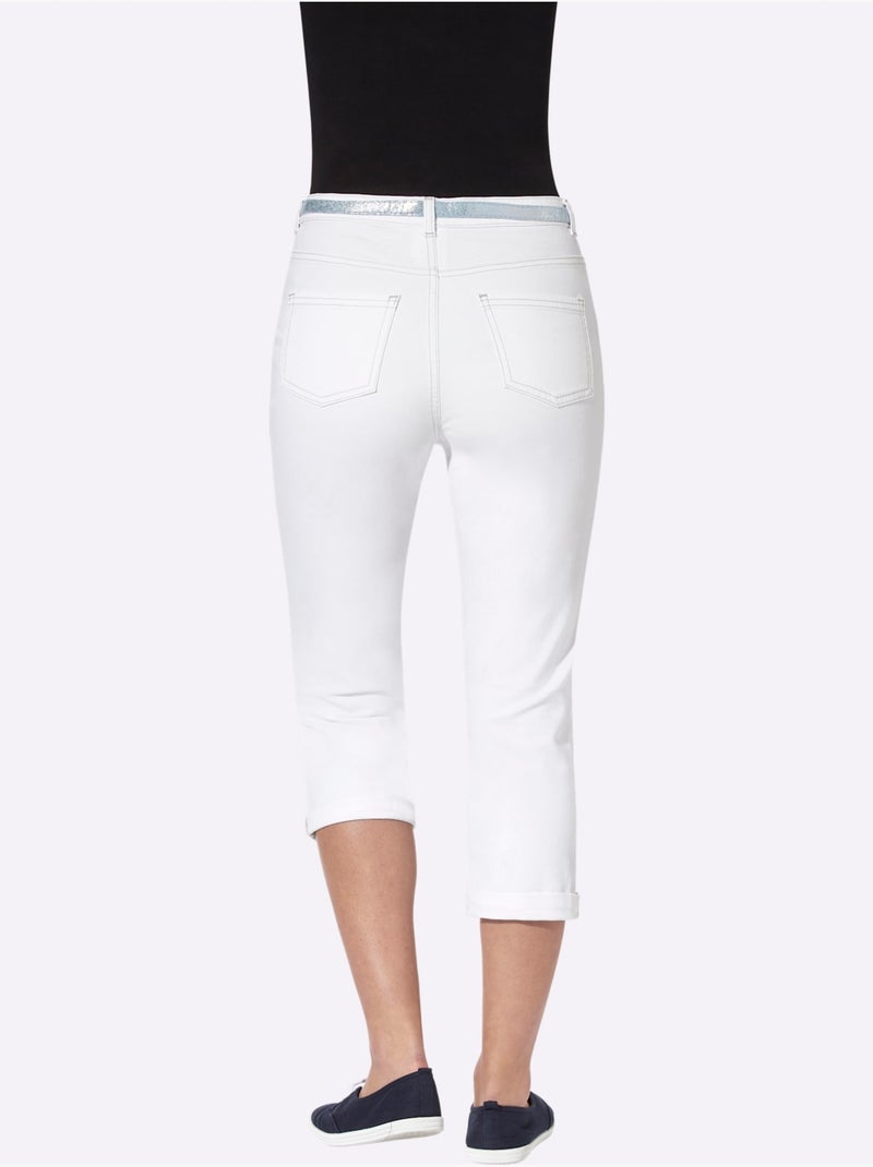Corsaire En Jean Ceinture - Taille Standard - Moda Vilona Blanc - Kiabi