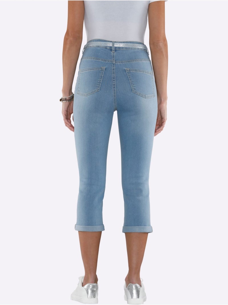 Corsaire En Jean Ceinture - Taille Standard - Moda Vilona Bleu - Kiabi