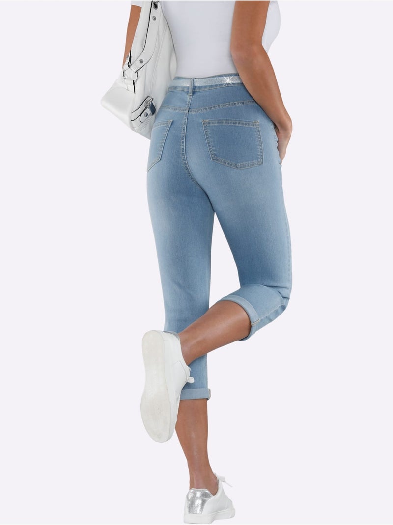 Corsaire En Jean Ceinture - Taille Standard - Moda Vilona Bleu - Kiabi