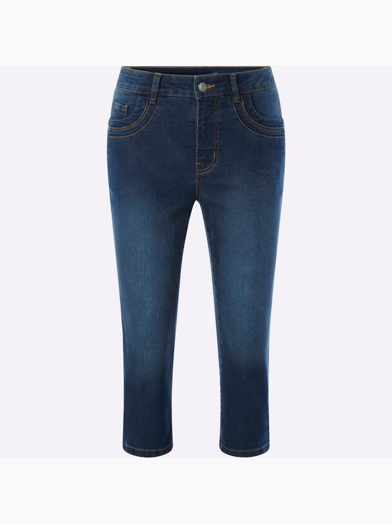 Corsaire En Jean Coton Extensible Confortable - Taille Standard - Helline Bleu jean - Kiabi