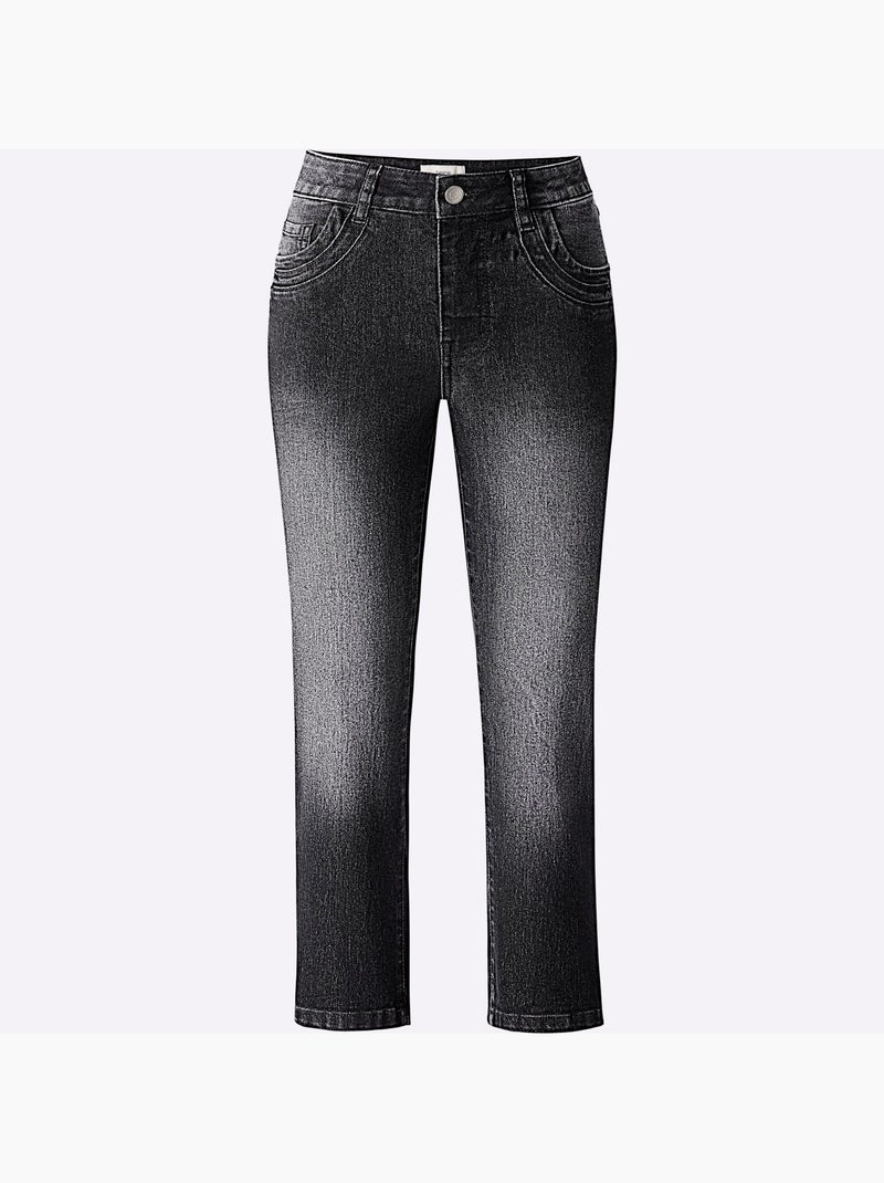 Corsaire En Jean Coton Extensible Confortable - Taille Standard - Helline Noir - Kiabi